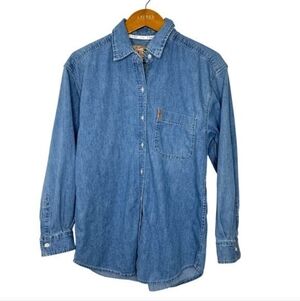 VTG Express button front denim shirt M